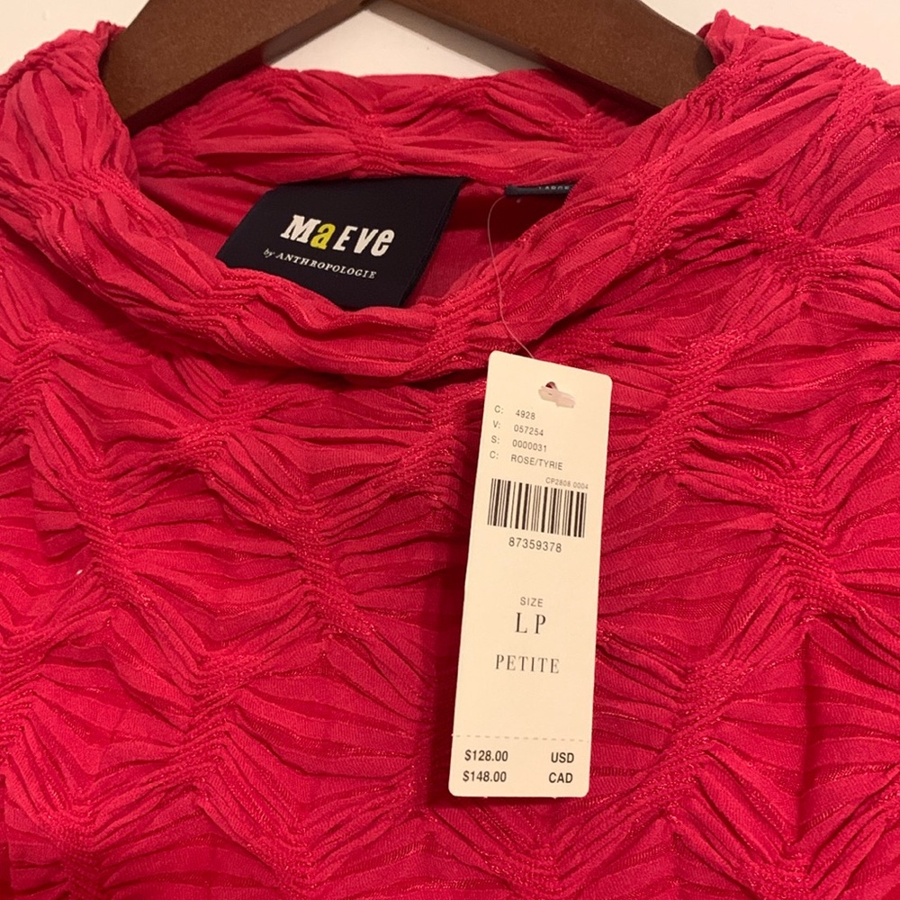 ✨ Anthropologie Long-Sleeve Scrunch Textured Mini Dress Sz LP - Picture 11 of 12